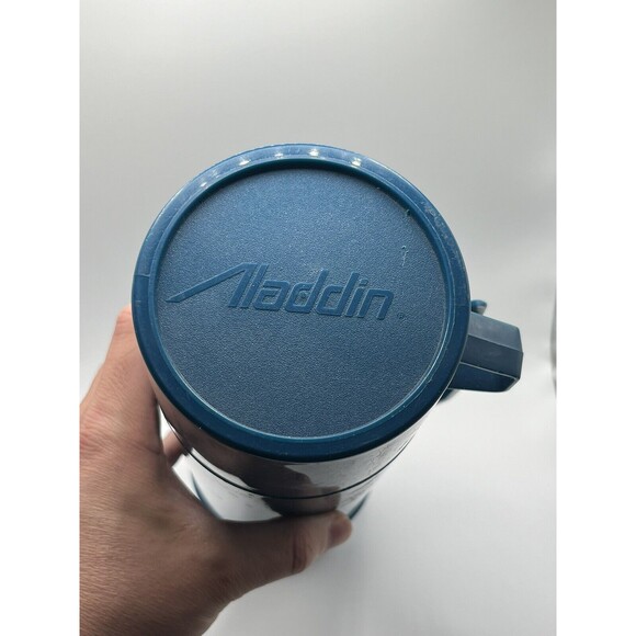 Vintage 1987  Aladdin 1 Pint Vacuum Teal Hot & Cold Thermos Tumbler Brazil Used - Picture 2 of 6